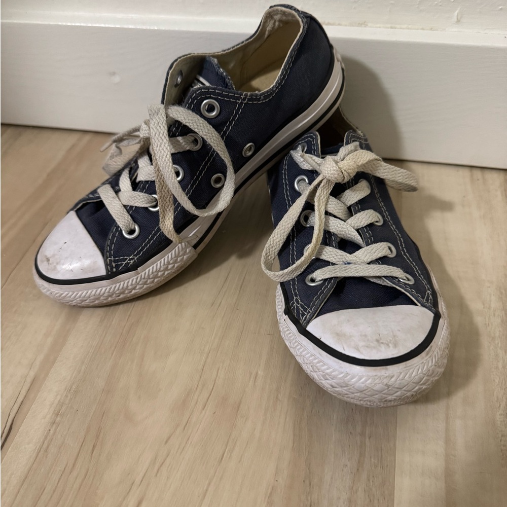 Converse Kids Navy Canvas Low-Top Sneakers with White Trim